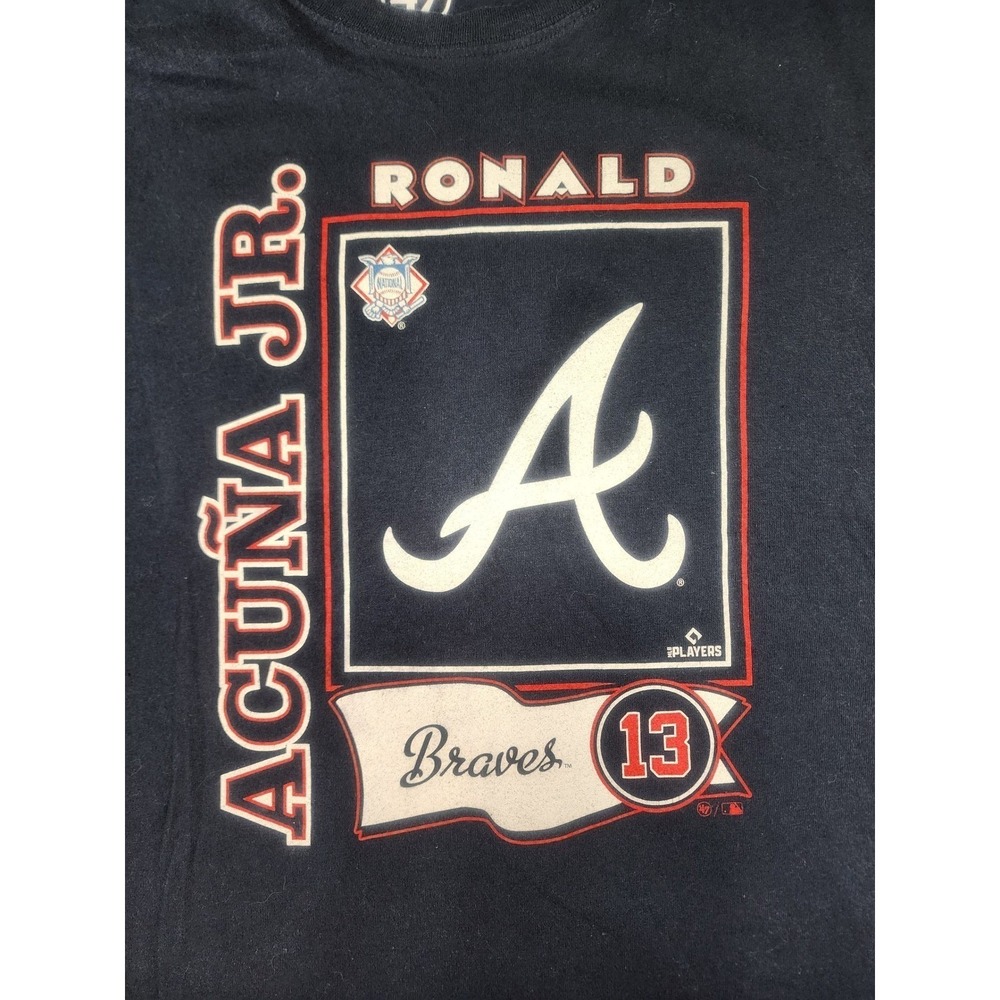 Ronald Acuna Jr Atlanta Braves Graphic Tee Mens Large Navy MLB Baseball 47 Brand
